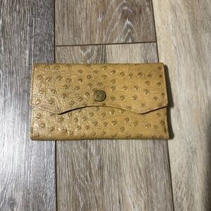 Vintage Princess Gardner Cowhide Leather Wallet With an Ostrich-Style Texture